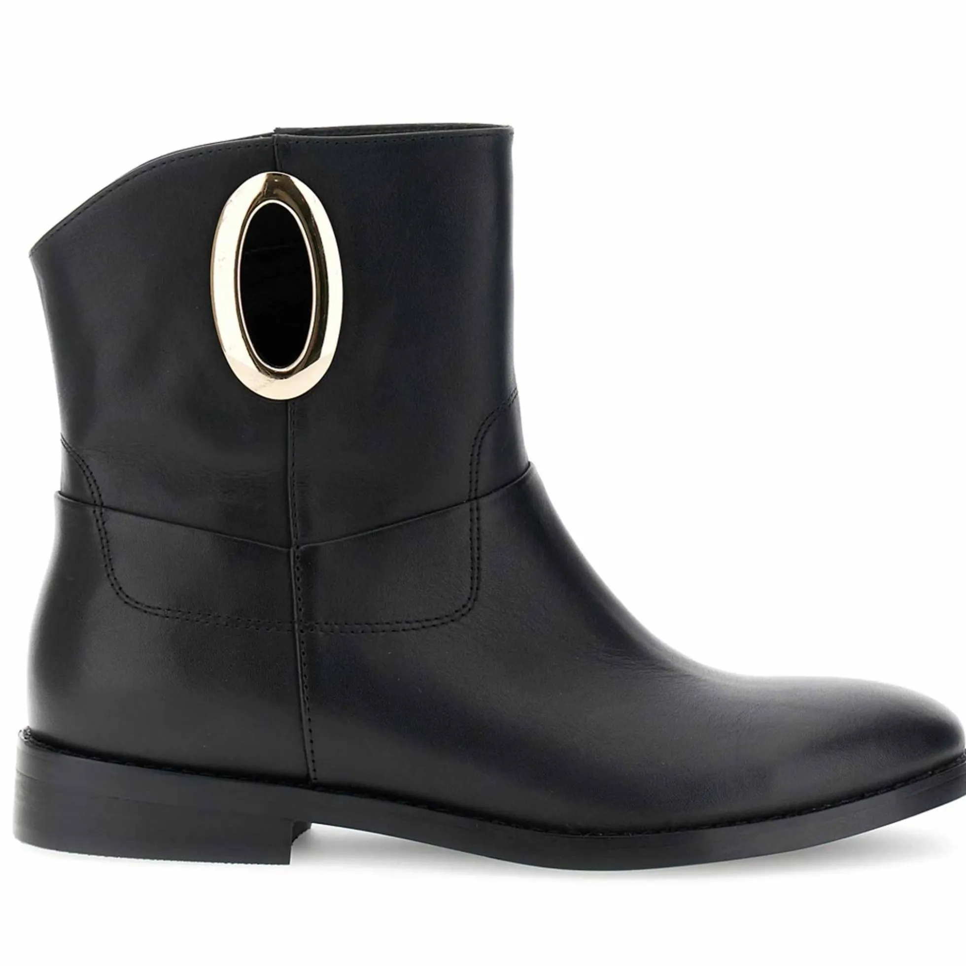 Stivaletto CafèNoir FB1500 scarpe donna in pelle con accessorio ovale nero