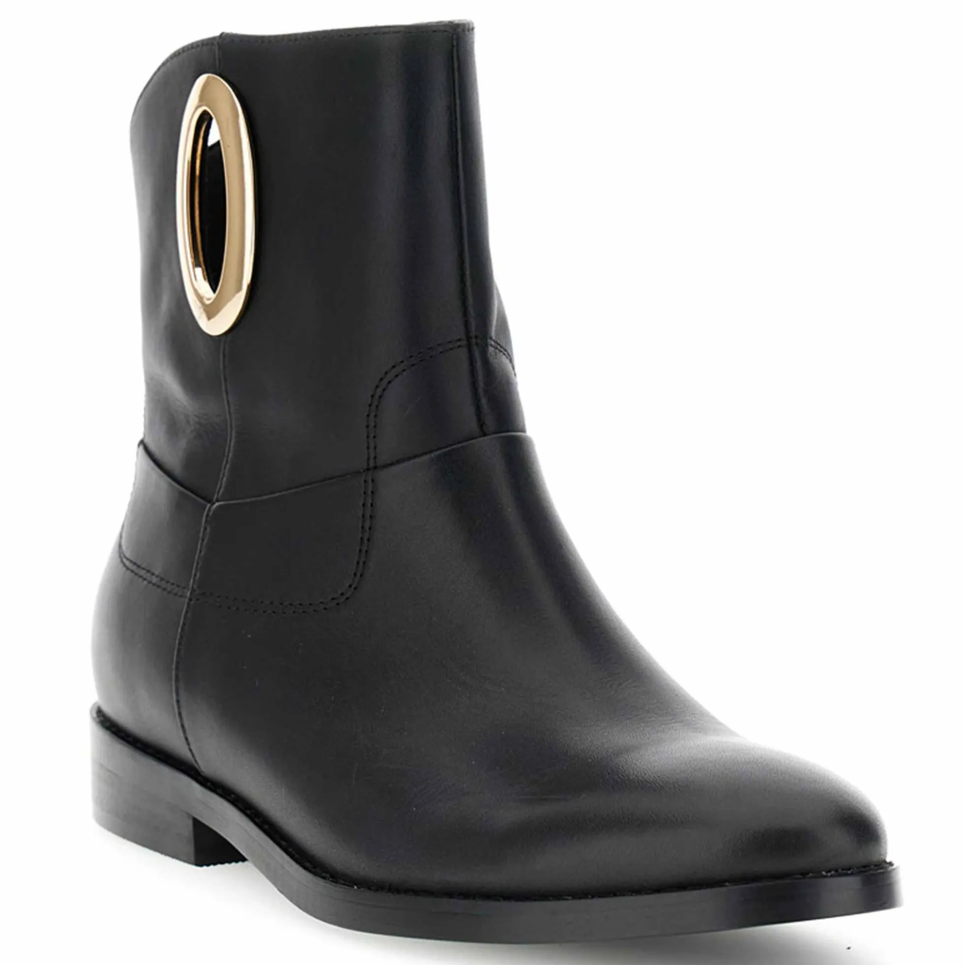 Stivaletto CafèNoir FB1500 scarpe donna in pelle con accessorio ovale nero
